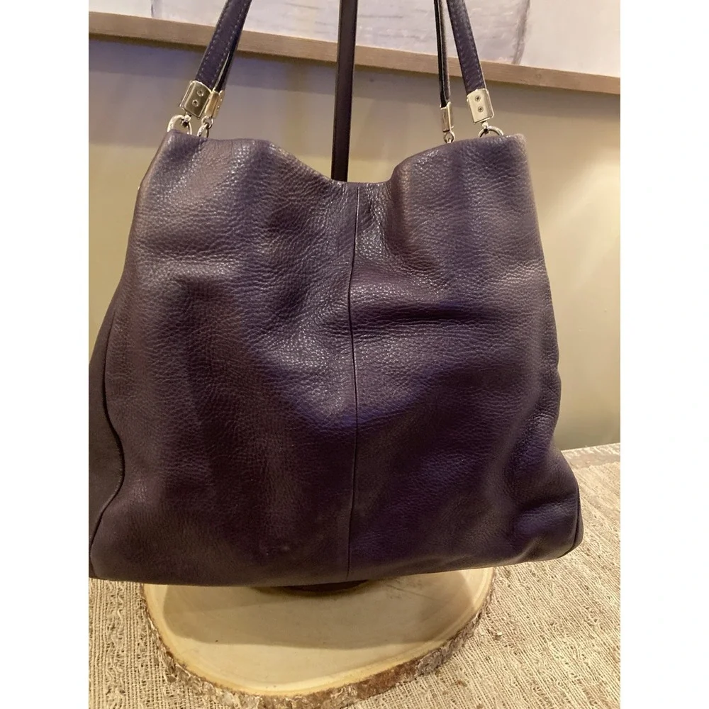 Coach Phoebe Purple Pebbled Leather Triple Compartment‎ Shoulder Bag 24621